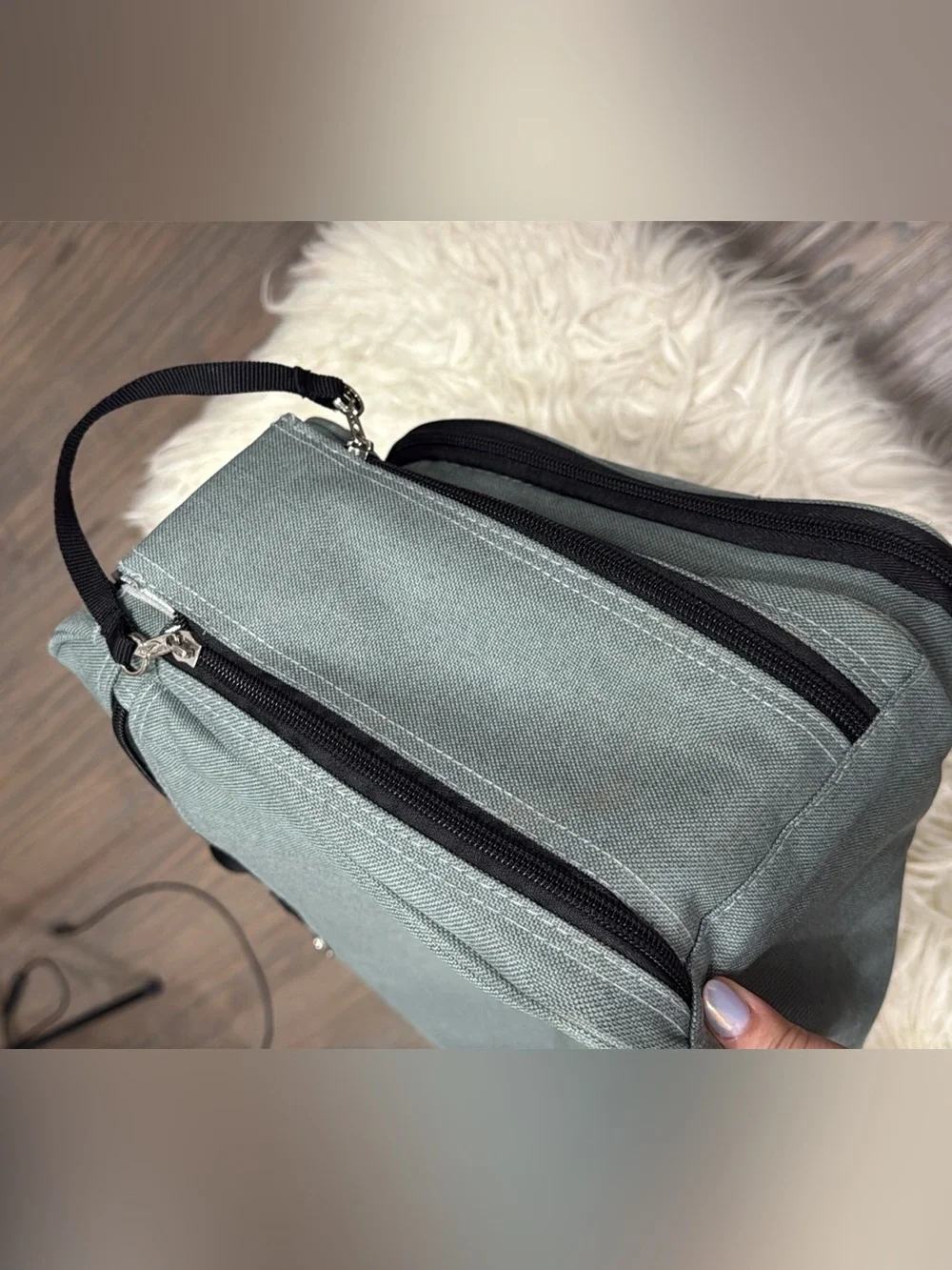 Diaper duffel bag with sleeping section for baby